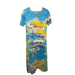 Copa Cabana Dress Vintage 80s 90s Tropical Art Deco Ladies Size S/M